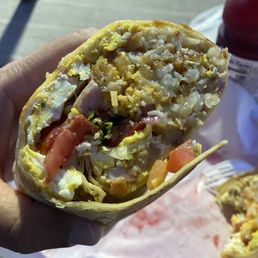 Breakfast burrito cross section Breakfast burrito cross section
