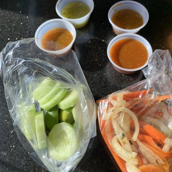 Roberto's Taco Shop - Red sauce, green sauce, pickled carrots and onions cucumber - Mexican Near Me - Las Vegas, Nevada