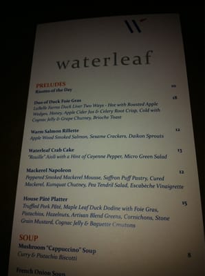 Menu photo 4 Waterleaf Restaurant Glen Ellyn, IL
