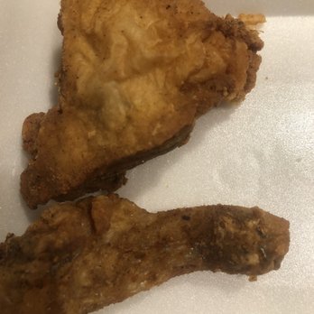 Kelcy's Restaurant - Broasted chicken dinner came with half a chicken. I brought these two pieces back for lunch tomorrow. Very moist. Could use more seasoning - American Near Me - Tehachapi, California