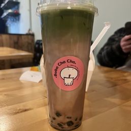 cocoa matcha latte with black boba cocoa matcha latte with black boba