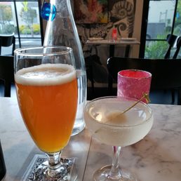 Tiny Lychee Martini & Shelter Island Beer served in a can