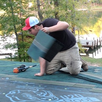 Roberts Repairs And Roofing - Zach Roberts installing Forest Green architecture shingles. - Roofing Near Me - Haddock, Georgia