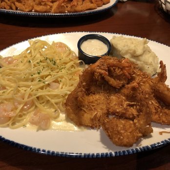 Red Lobster - Parrot Isle Jumbo Coconut Shrimp, Mashed Potatoes, Shrimp Linguini Alfredo - Seafood Near Me - Sterling, Virginia