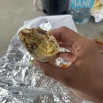 Los De Juarez Burritos - Bacon egg and hash brown "burrito" (hardly big enough to be called a burrito) - Mexican Near Me - Anaheim, California