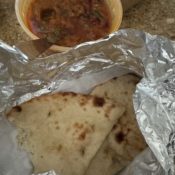 Masala Republic - Spicy Telangana Mutton Curry, butter naan and plain naan - Indian Near Me - Fremont, California Masala Republic - Spicy Telangana Mutton Curry, butter naan and plain naan - Indian Near Me - Fremont, California