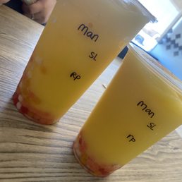 Mango slush and rainbow popping boba