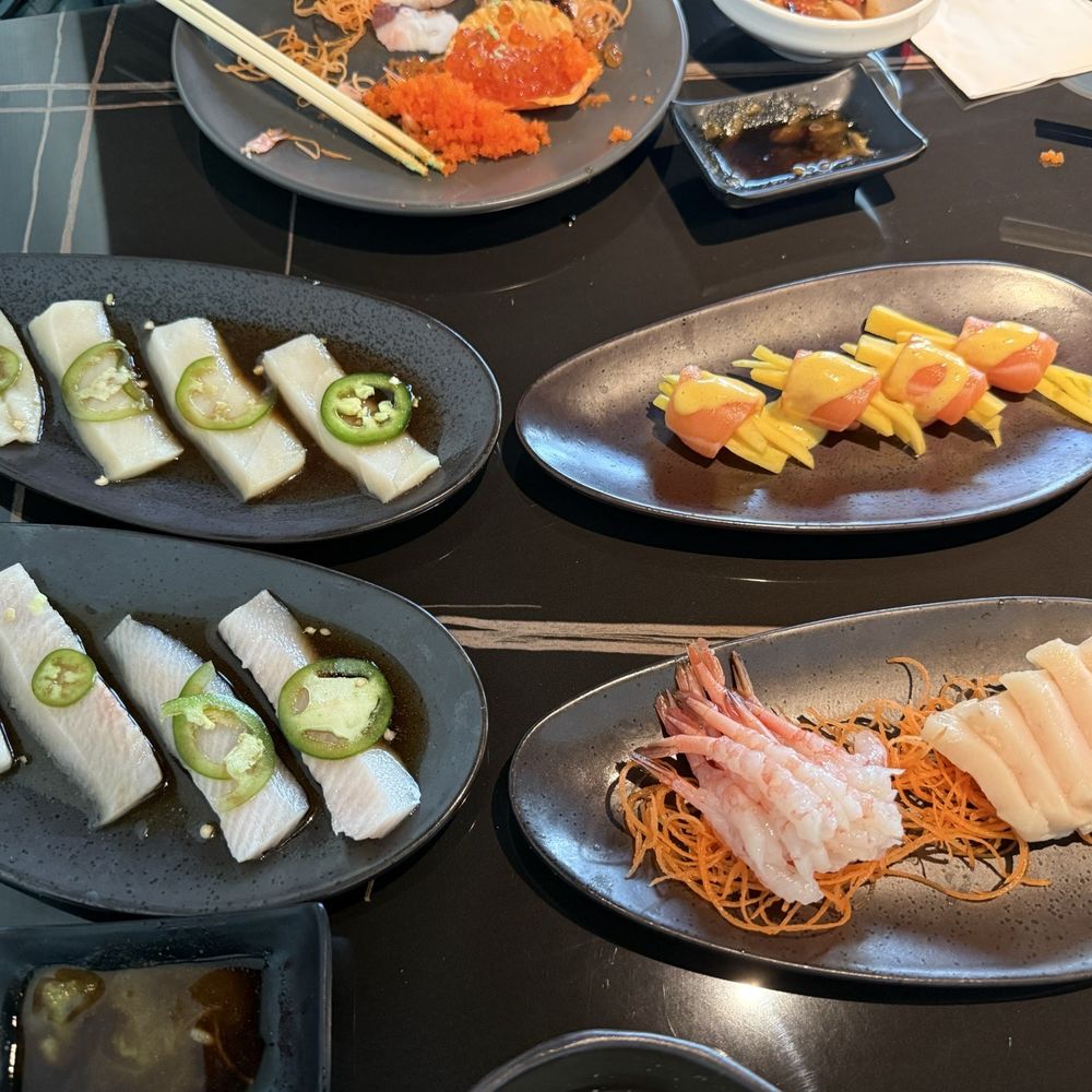 Sushi Yama - Yellowtails and white tuna with jalapeño, more sweet shrimps and yellowtail. Salmon with mango. - Izakaya Near Me - Indianapolis, Indiana Sushi Yama - Yellowtails and white tuna with jalapeño, more sweet shrimps and yellowtail. Salmon with mango. - Izakaya Near Me - Indianapolis, Indiana