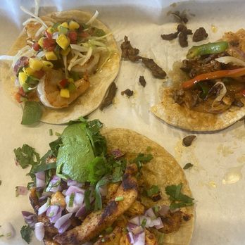 Loco Fresh Mexican - Steak taco, chicken, and the shrimp - Tacos Near Me - Whitestown, Indiana