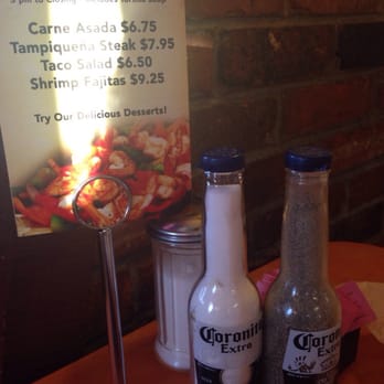 El Sarape Del Valle - Dinner specials and Corona salt and pepper shakers - Mexican Near Me - El Paso, Texas