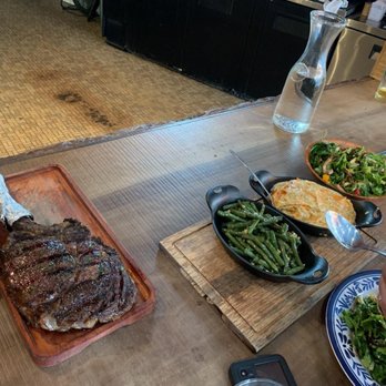 Baby Blues BBQ - Ribeye, green beans w/ garlic, specialty au gratin, fresh salad. - Barbeque Near Me - San Francisco, California Baby Blues BBQ - Ribeye, green beans w/ garlic, specialty au gratin, fresh salad. - Barbeque Near Me - San Francisco, California