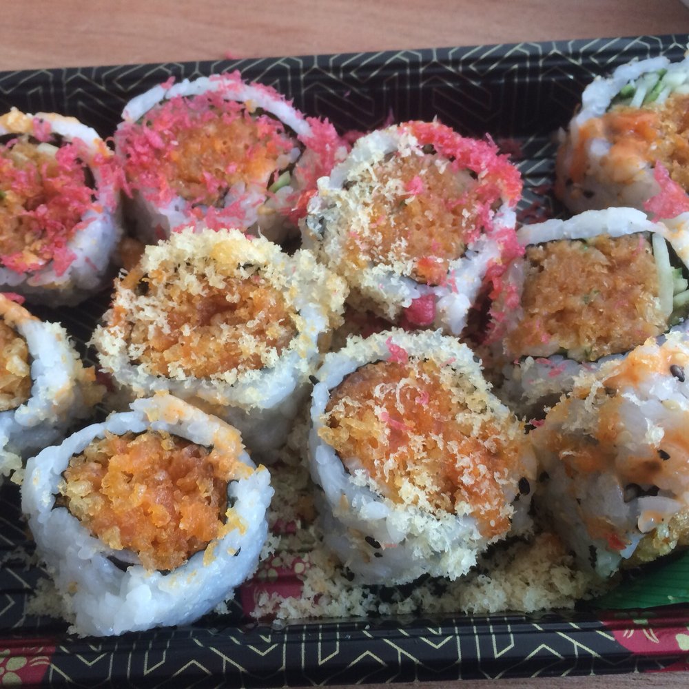Kibo Sushi House - Spicy "tuna" and "salmon" rolls. They were all filled with tempura breadcrumbs instead. Such a rip off! - Sushi Bars Near Me - Toronto, Ontario Kibo Sushi House - Spicy "tuna" and "salmon" rolls. They were all filled with tempura breadcrumbs instead. Such a rip off! - Sushi Bars Near Me - Toronto, Ontario