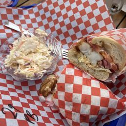 Prawn po boy sandwich with cold slaw Prawn po boy sandwich with cold slaw