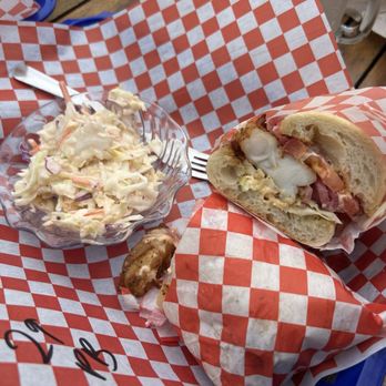 Princess Seafood Restaurant - Prawn po boy sandwich with cold slaw - Seafood Near Me - Fort Bragg, California Princess Seafood Restaurant - Prawn po boy sandwich with cold slaw - Seafood Near Me - Fort Bragg, California