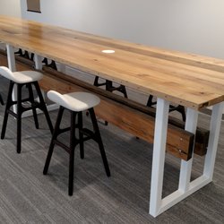 re.dwell - Large Reclaimed wood conference table with powder coated steel base