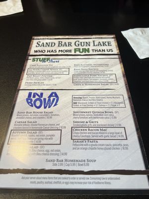 Menu photo 1 Sand Bar Gun Lake Middleville, MI Menu photo 1 Sand Bar Gun Lake Middleville, MI