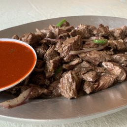 Amazing Geta Weta tibs with Awaze. But turns out I like mitmita (spicy powder) more :)