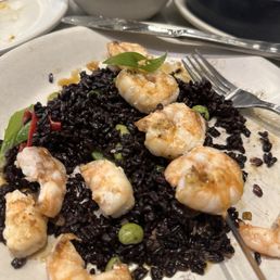 Shrimp with black rice
