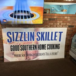 Banner inside restaurant