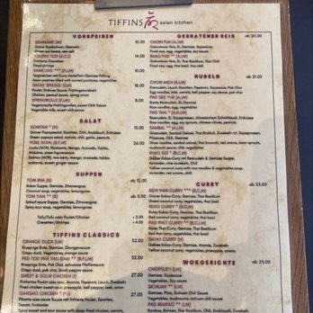 Tiffins - Main menu. - Thai Near Me - Zürich, ZH