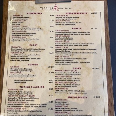 Menu photo 4 Tiffins Zürich, ZH
