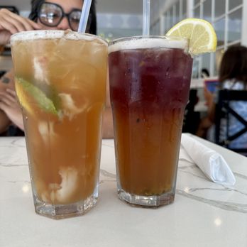 Fig & Ginger - Lychee iced tea (left), lilikoi iced tea - Breakfast & Brunch Near Me - Honolulu, Hawaii Fig & Ginger - Lychee iced tea (left), lilikoi iced tea - Breakfast & Brunch Near Me - Honolulu, Hawaii