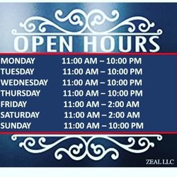 Zeal Grill Lounge & Restaurant - Open hrs