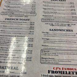 CJ's Coffee Shop - Menu