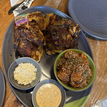 Nando's Peri-Peri - Whole chicken with mango lime sauce. Juicy, moist, and flavorful. Side of sweet potatoes, came with feta but we asked for it on the side. - Portuguese Near Me - Oxon Hill, Maryland Nando's Peri-Peri - Whole chicken with mango lime sauce. Juicy, moist, and flavorful. Side of sweet potatoes, came with feta but we asked for it on the side. - Portuguese Near Me - Oxon Hill, Maryland
