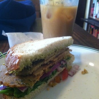 Grindcore House - Krepotnik (?) sandwich. It's good! Iced coffee is a little bitter. - Coffee & Tea Near Me - Philadelphia, Pennsylvania