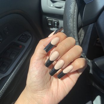 Galaxy Nails & Spa - Got these the day of this review! Perfect black French tip with a nude base - Nail Salons Near Me - Fullerton, California Galaxy Nails & Spa - Got these the day of this review! Perfect black French tip with a nude base - Nail Salons Near Me - Fullerton, California