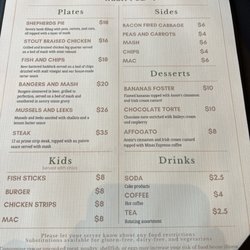 The Mossy Stone Irish Pub - Menu