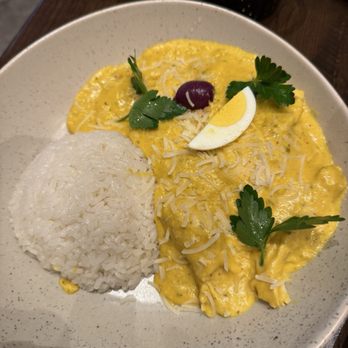 Jarana - Aji De Gallina - looks weird but AMAZING sauce! Order it! - Peruvian Near Me - East Rutherford, New Jersey Jarana - Aji De Gallina - looks weird but AMAZING sauce! Order it! - Peruvian Near Me - East Rutherford, New Jersey