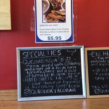 Que Onda Tacobar - Additional menu items at left of counter - Tacos Near Me - Pinole, California