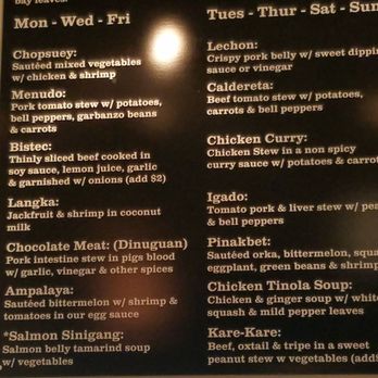 SUBO Filipino Kitchen - Menu #2 choose your entre. May differ on a daily basis. Inquire near register. - Filipino Near Me - Chicago, Illinois SUBO Filipino Kitchen - Menu #2 choose your entre. May differ on a daily basis. Inquire near register. - Filipino Near Me - Chicago, Illinois