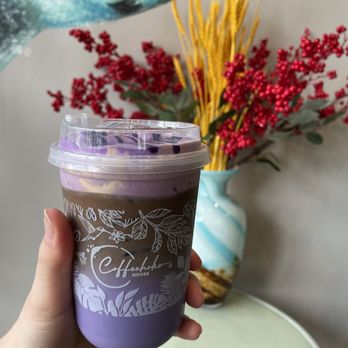 Coffeeholic House - An iced ube latte - Coffee & Tea Near Me - Seattle, Washington