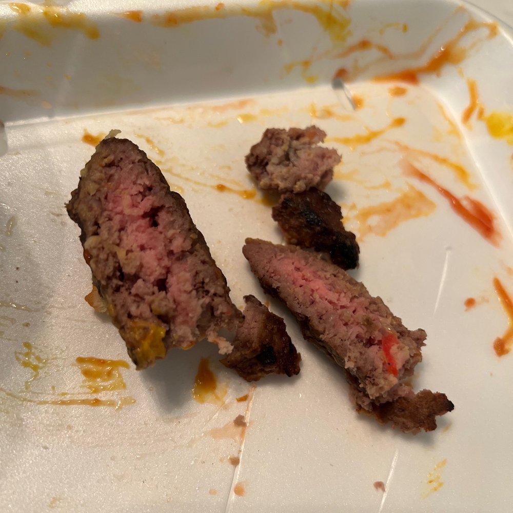 Undercooked hamburger Undercooked hamburger