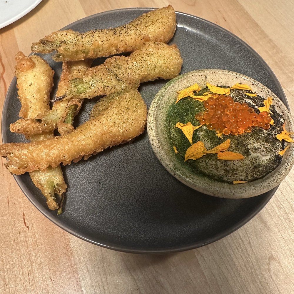 Coro Restaurant - spring onion fries, crème fraiche, black garlic, roe (10/03/24 menu) - Tapas/Small Plates Near Me - Orlando, Florida Coro Restaurant - spring onion fries, crème fraiche, black garlic, roe (10/03/24 menu) - Tapas/Small Plates Near Me - Orlando, Florida