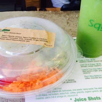 Squeeze Juicery - Spicy Quinoa Bowl & a special smoothie: Fiddler's Green.  It has more greens and less fruit than the Green Eyed Lady. - Juice Bars & Smoothies Near Me - Williamsville, New York