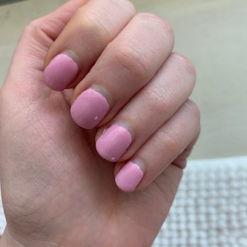 Number One Nails Spa - A week later. Not visible but, the gel is lifted towards the cuticle on almost every nail. - Nail Salons Near Me - Davie, Florida