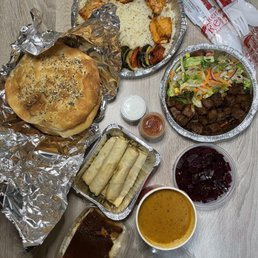 Salmon Shish Kebab Fried Liver Cubes Red Lentil Soup Beet Salad  Kazandibi  Spinach Pastry Roll