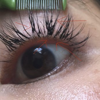 GBY Beauty - Glue far from lash line and attached to multiple natural hairs causing pulling and clumps - Eyelash Service Near Me - Los Angeles, California GBY Beauty - Glue far from lash line and attached to multiple natural hairs causing pulling and clumps - Eyelash Service Near Me - Los Angeles, California