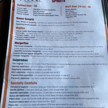 Cascal - Sprit Menu - Tapas Bars Near Me - Mountain View, California