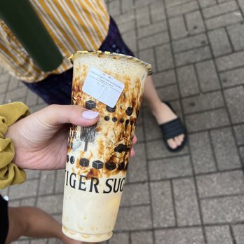 Tiger Sugar - Black sugar pudding with Boba milk and cream mousse size XL So good! Not too sweet! - Bubble Tea Near Me - Chicago, Illinois Tiger Sugar - Black sugar pudding with Boba milk and cream mousse size XL So good! Not too sweet! - Bubble Tea Near Me - Chicago, Illinois