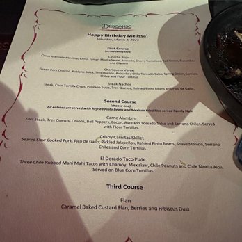 Descanso - Melissa's Birthday Menu - Mexican Near Me - Costa Mesa, California