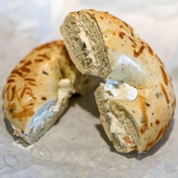 Fresh Bagels & Cafe - Jalapeño Cheese bagel toasted with lox cream cheese.