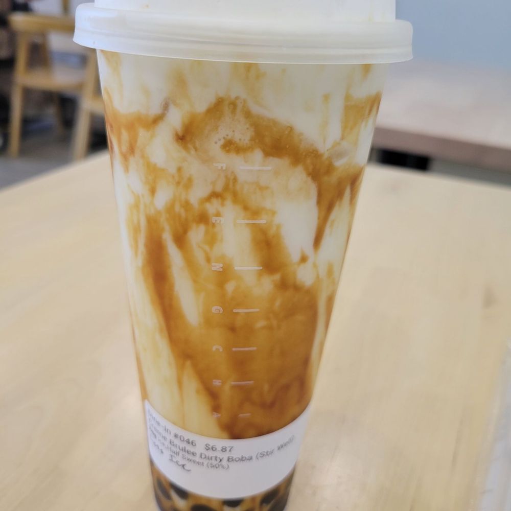 Feng Cha - Spring Branch - Creme Brulee Dirty Boba - Bubble Tea Near Me - Houston, Texas