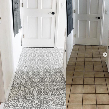 Cutting Edge Stencils - tile stencils: before and after (customer photo) - Home Decor Near Me - Ramsey, New Jersey Cutting Edge Stencils - tile stencils: before and after (customer photo) - Home Decor Near Me - Ramsey, New Jersey