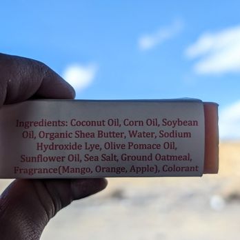 Lillie's Handmade Soap - The ingredients in Lillie's Handmade Soaps' New Mexico Mango Salsa bar soap ft. New Mexico scenery & cornflower sky in the background - Cosmetics & Beauty Supply Near Me - Albuquerque, New Mexico