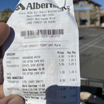 Albertsons - Mira was top notch she was the cashier today. For us - Grocery Near Me - Lake Forest, California Albertsons - Mira was top notch she was the cashier today. For us - Grocery Near Me - Lake Forest, California
